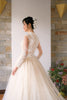 high neck princess weding dress features illusion long sleeves