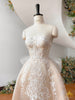nude color wedding dress with lace overlay