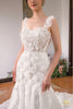luxurious Queen Anne neckline trumpet wedding dress