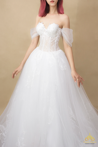 váy cưới cúp ngực tiên cá hạ eo