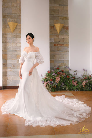 váy cưới đuôi cá 2 trong 1 tùng rời