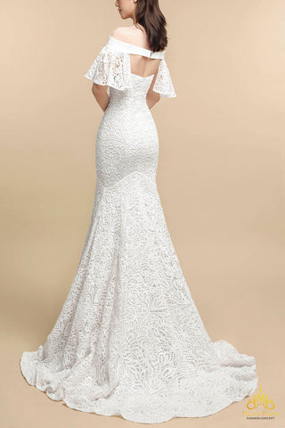 áo cưới đuôi cá ren guipure kèm áo choàng capelet