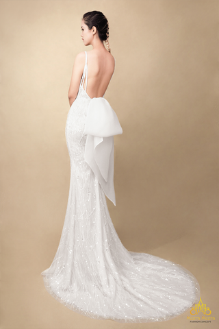 áo cưới đuôi cá dạ hội 2 dây