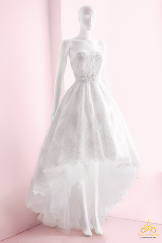 váy cưới mullet cúp ngực ren