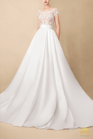 áo cưới satin tùng chuông