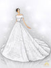 best sketch for unique Couture satin wedding dress