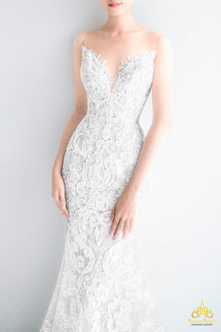 váy cưới đuôi cá cúp ngực mắt mèo