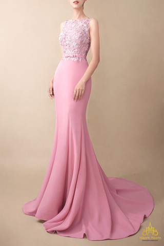 Địa chỉ may áo cưới nổi tiếng Meera Meera Fashion Concept Áo cưới đuôi cá dạ tiệc hồng ngọt ngào KH3940