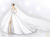 wedding dress sketch for fairytale ceremony