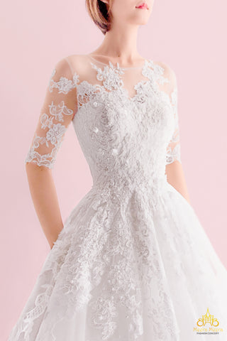 May áo cưới cao cấp Meera Meera Fashion Concept Áo cưới chữ A lưới ren KH1405