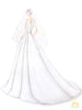 sketch for minimalist A-line wedding dress