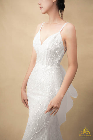 đầm cưới đuôi cá 2 dây lấp lánh