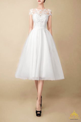 áo cưới ngắn midi dress 2 trong 1