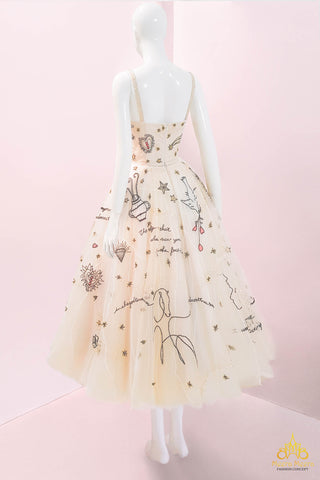 đầm cưới ngắn midi dress hoạ tiết lạ mắt