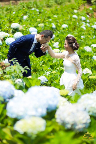 thiết kế áo cưới satin đính hoa 3D