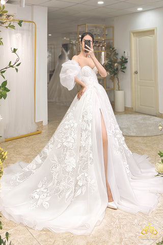 thiết kế váy cưới voan organza độc bản
