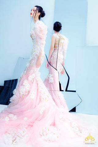 unique beautiful pink wedding dress