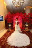 Áo cưới hoa hồng hở lưng đuôi dài 2m lộng lẫy - Mã MM001