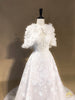 áo cưới capelet ren guipure kết hoa 3D